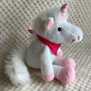 Kinder Surprise Plush Unicorn Pink White Dark Pink Bandanna Stuffed Animal Toy
